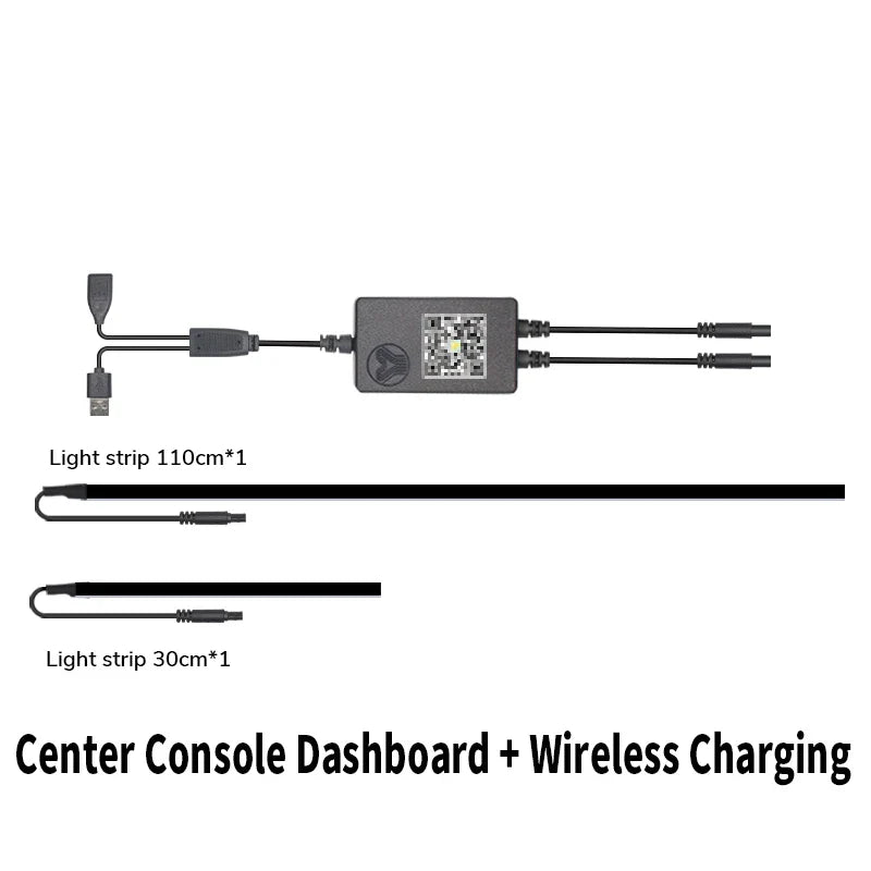 Center Console Dashboard Wireless Charging Light For Tesla Model 3 Y 64Colors RGB Neon LED Ambient Lamp USB Power APP Controller