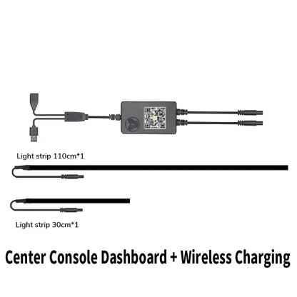 Center Console Dashboard Wireless Charging Light For Tesla Model 3 Y 64Colors RGB Neon LED Ambient Lamp USB Power APP Controller