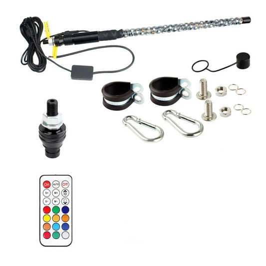 60/90/120cm Car Decoration Cool Off-Road Motorcycle APP and Remote Control Colorful Spiral LED Whip Lights Lighted Antenna Whips