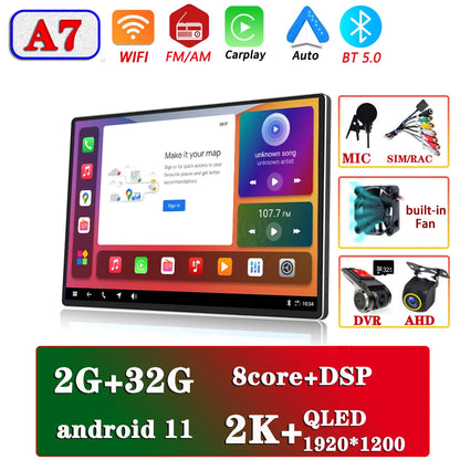 13.1" Car Radio GPS 2 din Android 11 Auto Carplay  For Nissan Hyundai KIA TOYOTA Honda Multimedia Player