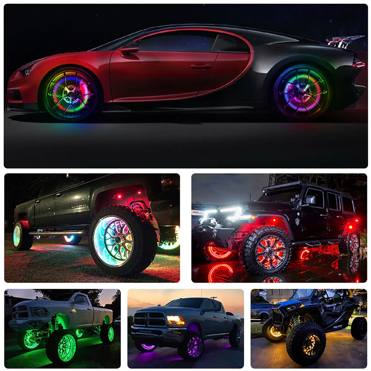 Symphony Car Hub Lights 15.5 inch Decorative light strip rgb Atmosphere light External ambient light Wheel Ring Neon Strip Light