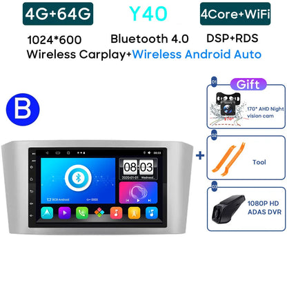 Car Radio Android 13 For Toyota Avensis T25 2002-2008 Carplay Navigation GPS Stereo Android Auto Screen No 2din DVD 5G Wifi Head