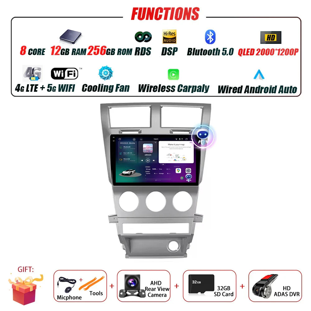 Car Radio Carplay For Dodge Avenger JS 2007 - 2010 For Dodge Nitro 2006 - 2011 Navigation GPS Android Auto Multimedia Player BT