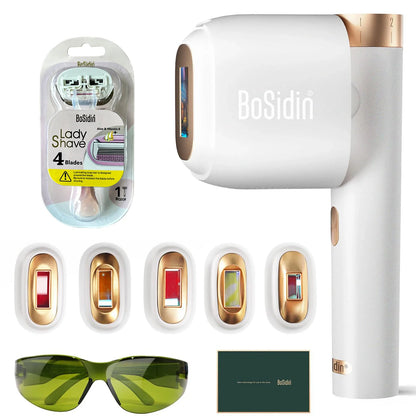 Bosidin Pro Ipl Hair Removal ABS Portable Machine With 5 Laser Head Unlimited Flashes Women Man Painless Laser Epilator For Body