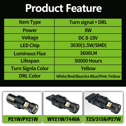2pcs For Jeep Patriot MK 2007-2017 Dual Mode LED Turn Signal+Daytime Running Light DRL 2008 2009 2010 2011 2012 2013 Accessories