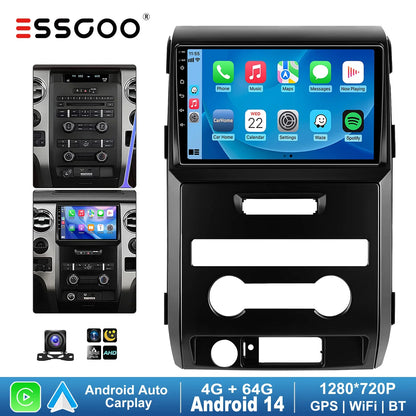 ESSGOO 9" Wireless Carplay Android 14 Auto Car Stereo Multimedia Player Radio GPS Nav Wifi BT USB FM SWC For Ford F150 2009-2014