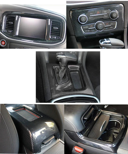 For Dodge Charger 2015-2021 Car Interior Central Control AC Switch Gear Shift Panel Cover Trim Decora 5PCS/Set