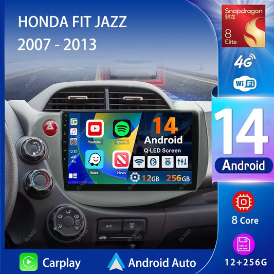 Android 14 Carplay Auto Car WIFI+4G Radio Multimedia Player For HONDA FIT JAZZ 2007 - 2013 Autoradio GPS Stereo 2din Head Unit