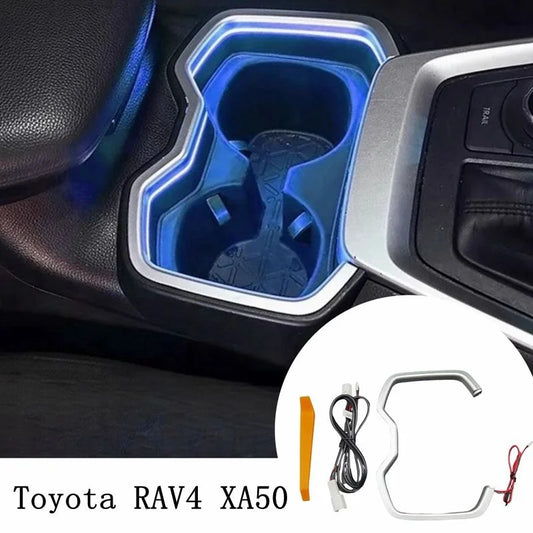 LED Central Water Cup Holder Light For Toyota RAV4 XA50 2019 2020 2022 2023 2024 Blue Interior Atmosphere Decorative Light