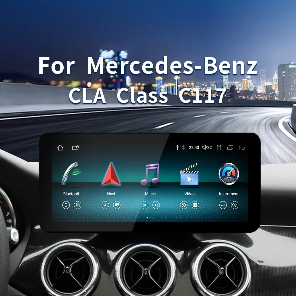 New Car Multimedia Wireless Android AUTO CarPlay 12.3inch Screen For Mercedes Benz CLA C117 Car Video Players wifi dsp 4g