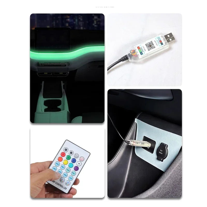 For BYD Seagull 2023-2024 Neon Car LED Interior Lights RGB Ambient Light Fiber Optic Kit With APP Wireless Control LED