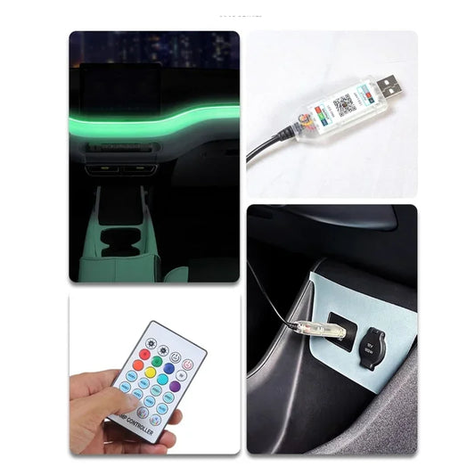For BYD Seagull 2023-2024 Neon Car LED Interior Lights RGB Ambient Light Fiber Optic Kit With APP Wireless Control LED