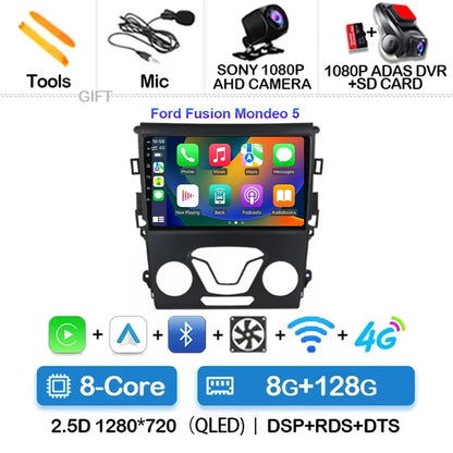 Android 15 Carplay Auto 4G WIFI GPS For Ford Mondeo 5 Fusion 2012-2019 Car Radio Multimedia Player Video Stereo Head Unit 2din