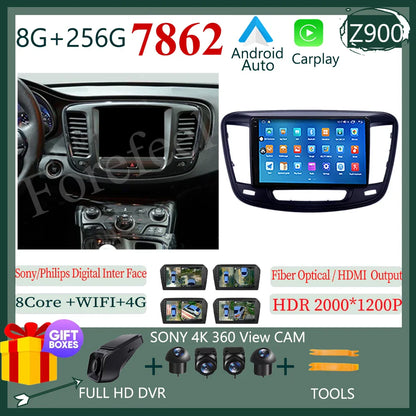 Auto Stereo Android 14 For Chrysler 200 200C 200S 2015 - 2019 Car Radio Navigation GPS Touch QLED Screen DVD Video Player DSP BT