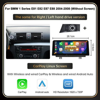 RoadTop Wireless CarPlay Android Auto For BMW Series 1 E81 E82 E87 E88 CCC CIC System Multimedia Display Screen