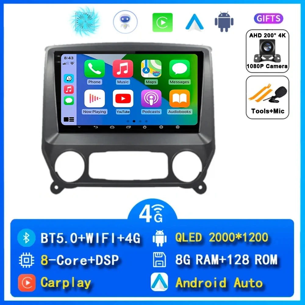 Android 14 Car Radio For Chevrolet Silverado 3 GMTK2 2014 2015 2016 2017 2018 Carplay Auto Multimedia Player Stereo DSP WIFI 4G