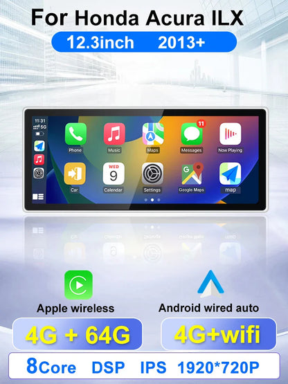 For Honda Acura ILX 2013-2014-2015-2021 Car Radio Multimedia Video Player Stereo, 12.3-inch Android GPS Navigation DSP Carplay