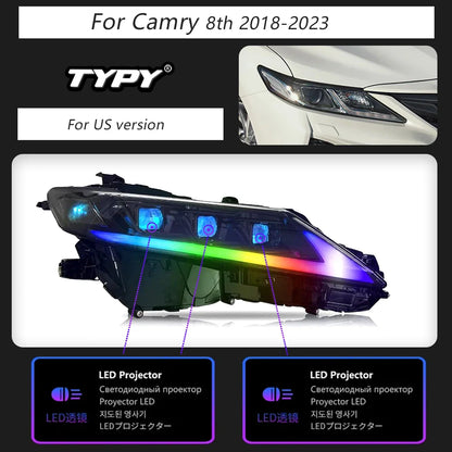 Car Light For 2018-2023 Toyota 8th Camry RGB Headlight DRL Dynamic Lamps Sequential Turn Signal