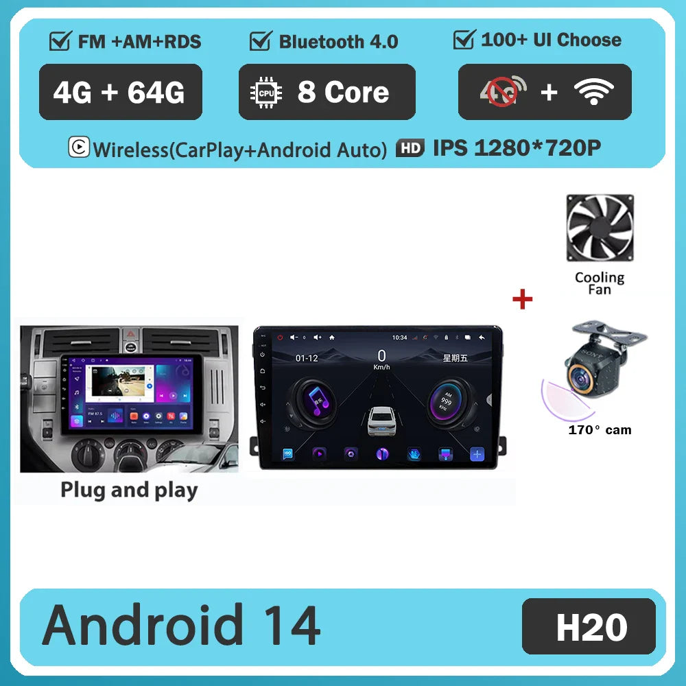 For Ford C-MAX 2003 - 2010 Android 14 Carplay Auto Car Radio Multimedia Video Player Navigation GPS No 2Din 2 Din DVD DSP 4G