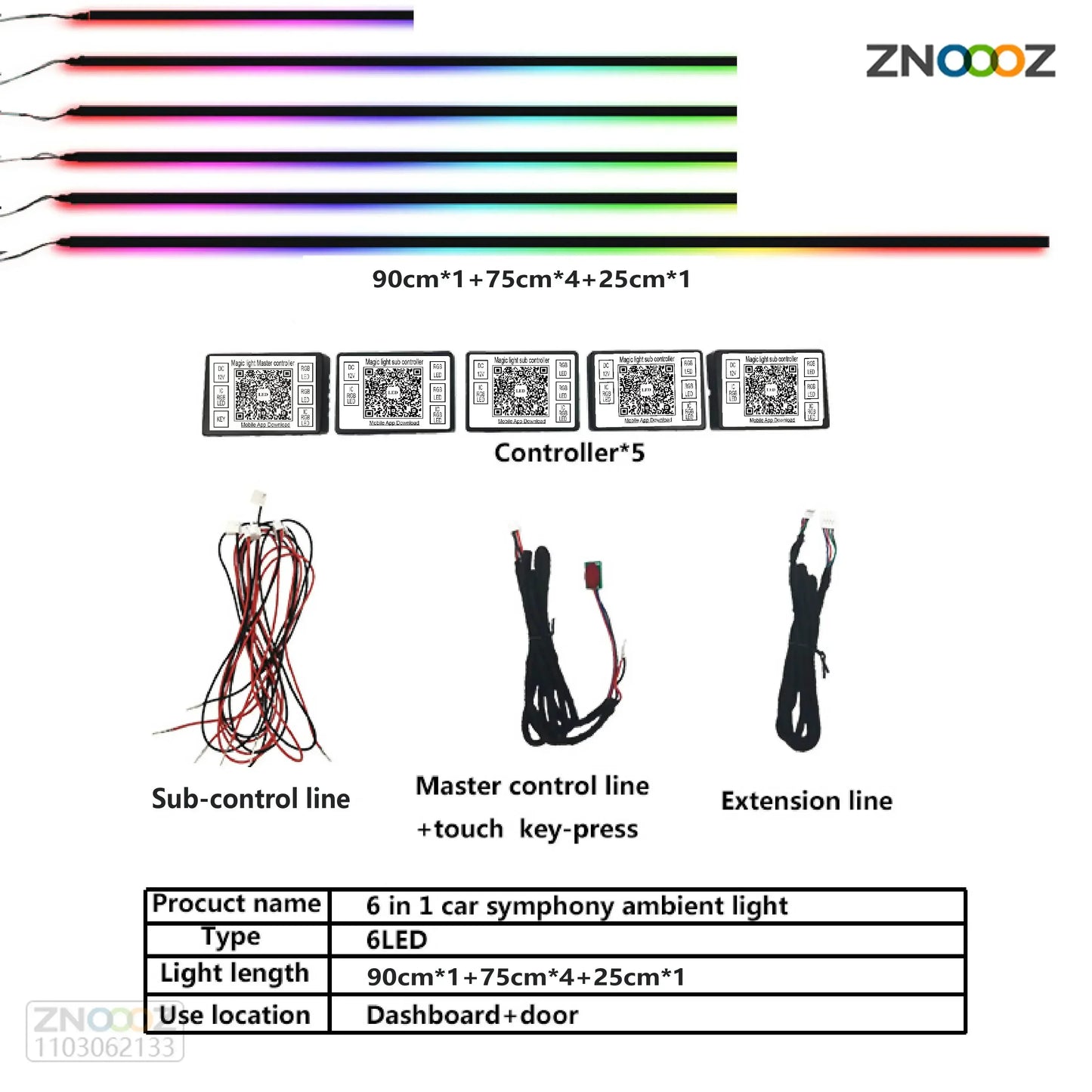 For Audi A1 A3 A6 A7 C5 C6 Q3 Q2 Q7 TT TTS R8 S3 S6  A4 64 Color RGB Symphony Car LED  Interior Ambient Light