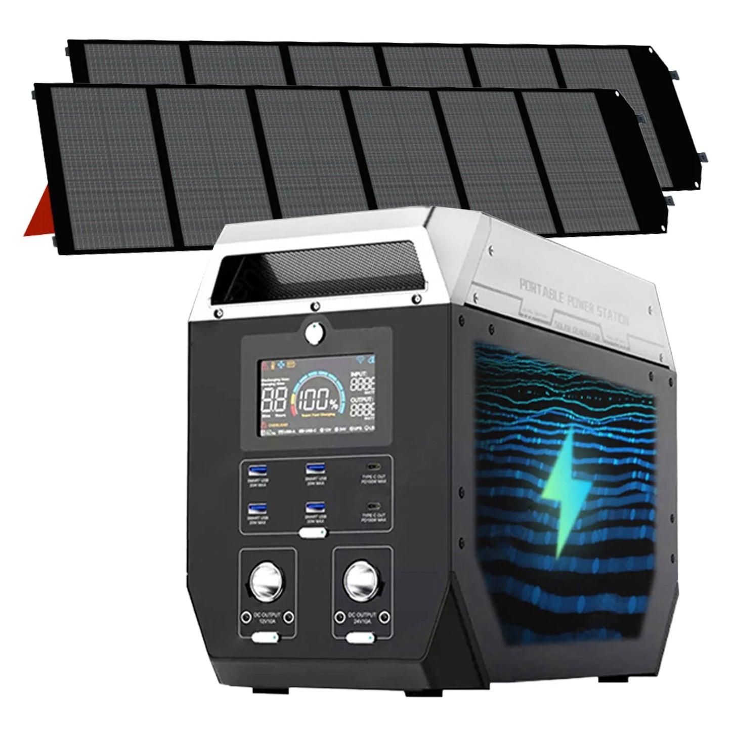 2000W/2048Wh Portable Power Station 640000mAh 220V LifePo4 Batterie Generator+200W Solar Panel Powerstation Emergency Backup