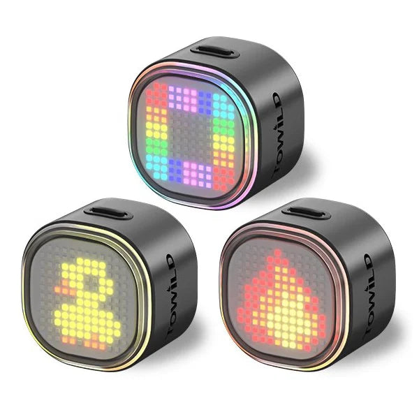 TOWILD TL08 Intelligent Expression Taillight 140 Led Braking Sensor Bluetooth Bike Rear Light Customizable Bicycle Taillights