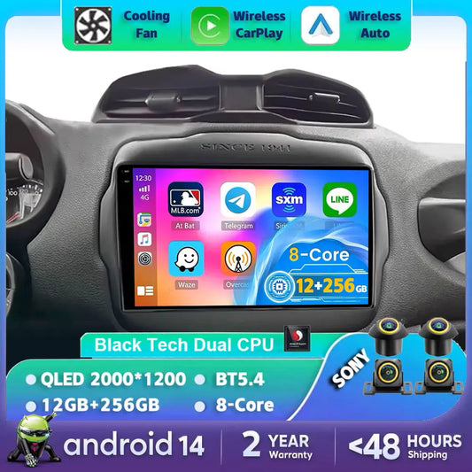 Android 14 For Jeep Renegade 2016 - 2020 2K QLED Android Car Radio Multimedia Video Player GPS AI Voice CarPlay 4G Stereo