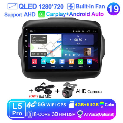 LEHX L6Pro 4G LTE DSP Car Radio Android Auto Video Multimedia Player For Jeep Renegade 2016-2020 Carplay 2din dvd Autoradio  gps