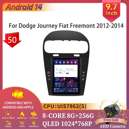 9.7inch Android 14 For Dodge Journey Fiat Freemont 2012-2014 Car Radio Multimedia Intelligent GPS Bluetooth Carplay Touch Screen