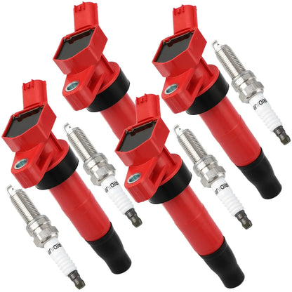 4 Ignition Coil UF611 & Spark Plug For 2011-15 Hyundai Kia Optima Sonata 2.4L L4