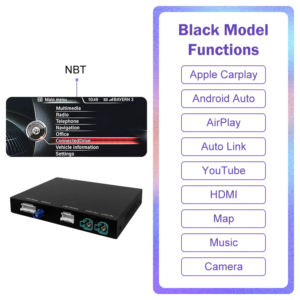 Road Top Wireless CarPlay for BMW 5 Series F10 F11 F07 7 Series F01 F02 F03 F04 Android AutoMirror Link AirPlay Camera View