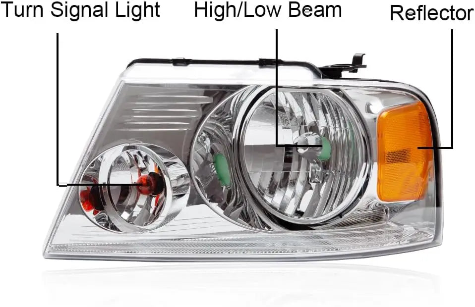 Front Headlights Assembly Headlamp, Compatible with 2004-2008 Ford F150/2006-2008 Lincoln Mark Lt bumper Headlamp, Chrome Housin