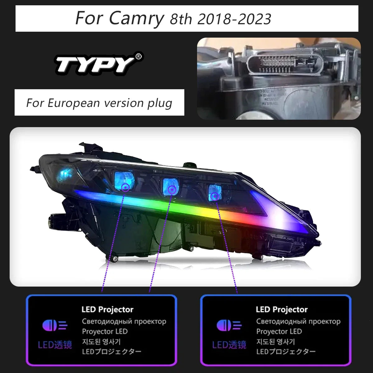 Car Light For 2018-2023 Toyota 8th Camry RGB Headlight DRL Dynamic Lamps Sequential Turn Signal