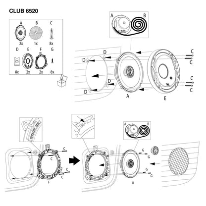 JBL Car Audio Speaker 6.5 "coaxial speaker 150W Real power no false power Door 2 way full frequency speaker Stereo subwoofer