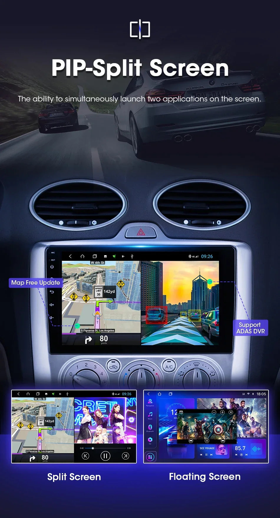 9" Car Radio For Ford Focus 2004 2005 2006 2007 2008 2009 2010 2011 Android12 Multimidia Video Player Head Unit wireless Carplay