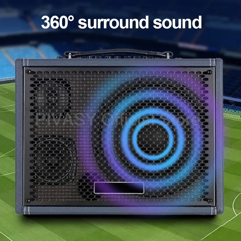 8Inch 120W Electric Guitar Playing Singing Subwoofer Outdoor Portable Saxophone Wooden Bluetooth Speaker for Live Performance