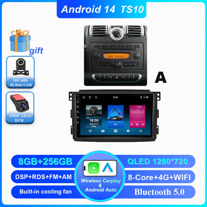 Car Android 14 GPS Navigation For Mercedes Benz Smart Fortwo 451 2010 - 2015 Auto Radio Stereo Multimidia Player Carplay NO 2DIN