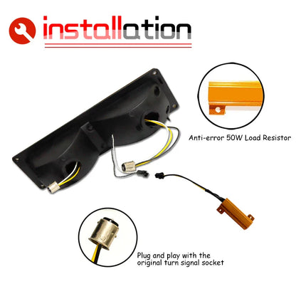For GMC Suburban Yukon, For Chevrolet C/K 1500/2500 Tahoe Silverado Front Bumper Sequential Amber Turn Signal Light w/ White DRL