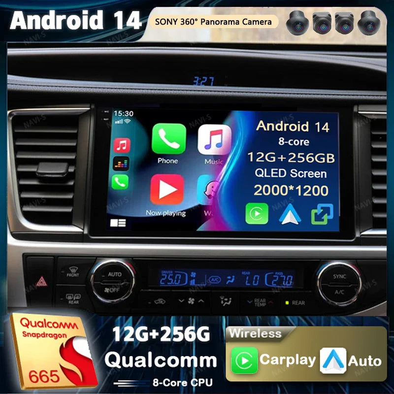 Android 14 For Toyota Highlander 3 Kluger 2013-2018 2K QLED Android Car Radio Multimedia Video Player GPS Stereo CarPlay 4G DSP