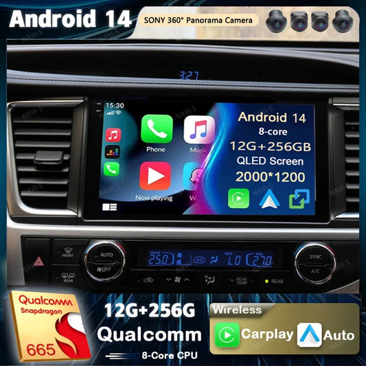 Android 14 For Toyota Highlander 3 Kluger 2013-2018 2K QLED Android Car Radio Multimedia Video Player GPS Stereo CarPlay 4G DSP