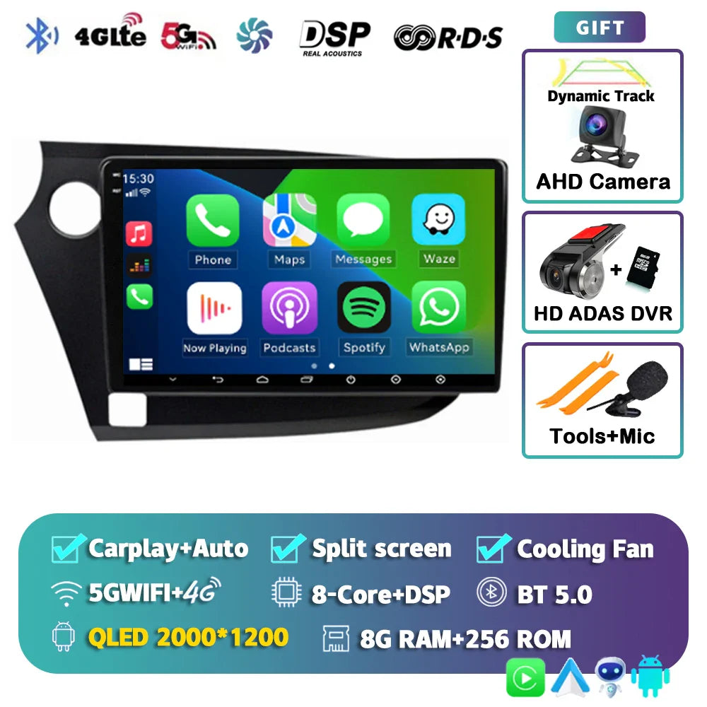 Android 14 Carplay Auto Car Radio Multimedia Player For HONDA INSIGHT 2009-2014 Navigation Autoradio GPS Stereo 2din Head Unit