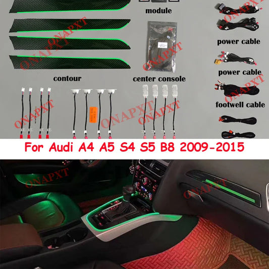 For Audi A4 A5 S4 S5 B8 2009-2015 21-color Decorative Trim Atmosphere Lamp Led Backlight Dashboard Door Console Ambient Light