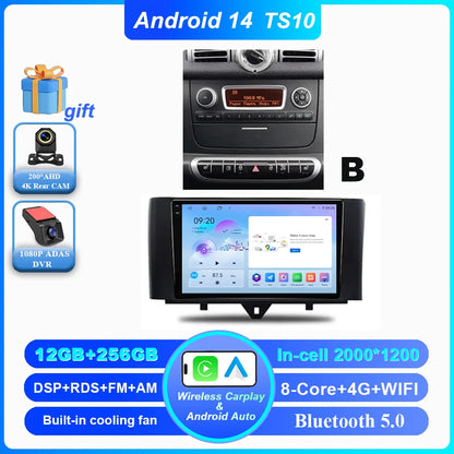 Car Android 14 GPS Navigation For Mercedes Benz Smart Fortwo 451 2010 - 2015 Auto Radio Stereo Multimidia Player Carplay NO 2DIN