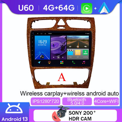 Android 14 wifi+4G Carplay BT Car Radio For Benz W203 W209 C180 C200 C220 C230 2004-2011 Navigation GPS Video Player Multimedia