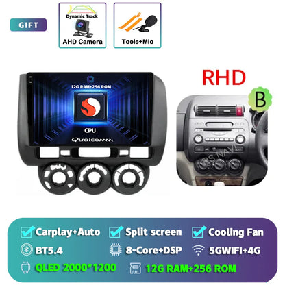 Android 14 For Honda Jazz 1 GD 2001 - 2008 Fit 2001-2009 2K QLED Stereo Car Radio Multimedia Video Player GPS 4G CarPlay