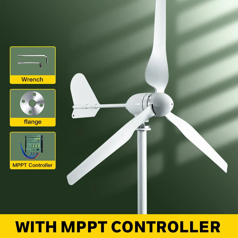 5000w 2kw Horizontal Wind Turbine Generator 96V 48V 24V Free Energy Magnetic Dynamo Strong Power 220v Inverter Output For Home power tools