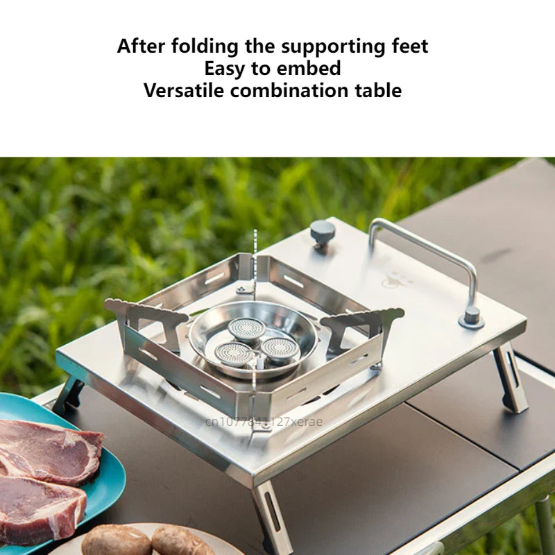 Outdoor stove IGT table gas stove, portable folding stove, multifunctional high-power high flame stove for camping and travel