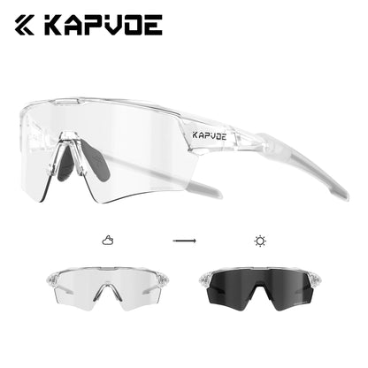 Kapvoe New Photochromic Cycling Sunglasses Men Women MTB Glasses UV400 Bicycle Eyewear Outdoor Sports Running Road Bike Goggles