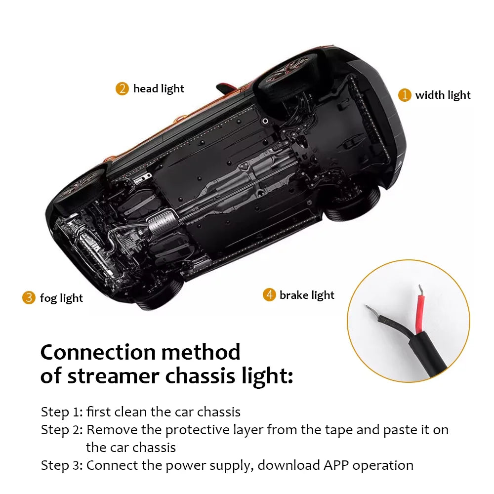 Car Flexible Strip Light Led Flow Light Colorful Chassis Ambient Light Car Underglow Atmosphere Lamp Waterproof RGB App Control