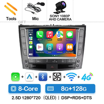 Android 14 Car Radio For Lexus IS250 IS300 XE20 IS220 IS350 2005 - 2012 Multimedia Video Player NAVI GPS 4G WIFI Carplay Auto BT